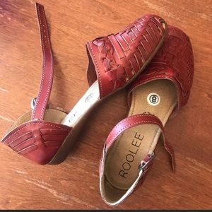 Roolee red leather sandals flats 8